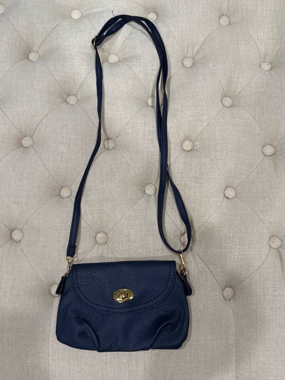 Navy Crossbody Leather Shoulder Bag - Women